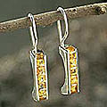 Sterling Silver and Citrine 'Quintet' Drop Earrings (India)