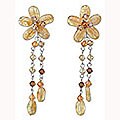 Silver Citrine 'Honey Flower' Waterfall Earrings (Thailand)