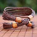Brass and Palm 'Brown Bamboo Crossroad' Bracelet (Brazil)