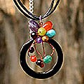 Leather Multigem 'Origins' Pendant Necklace (Thailand)