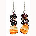 Silver Pearl/ Garnet 'Blossoming Sun' Earrings (Thailand)