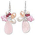 Steel Pearl/ Rose Quartz 'Gardenia Garland' Earrings (Thailand)
