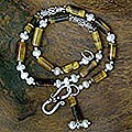 Silver Pearl/ Tiger's Eye 'Iridescent Harmony' Anklet (India)