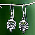 Sterling Silver 'Mystical' Peridot Dangle Earrings (Indonesia)