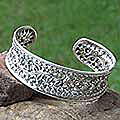 Sterling Silver 'Flower of Lanna' Cuff Bracelet (Thailand)