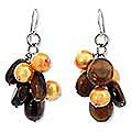 Silver Tiger's Eye Pearl 'Treasure' Earrings (Thailand)