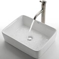 Kraus White Rectangular Ceramic Sink and Aldo Stainless Steel Faucet