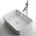 Kraus White Rectangular Ceramic Sink and Bruno Bathroom Faucet