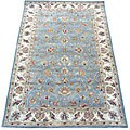 Indian Light Blue/ Ivory Wool Rug (2'1 x 3'1)