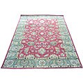 Indo Mahal Red/ Green Rug (7'3 x 9'3)