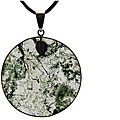 Large Round Moss Agate Pendant with Necklace (China)