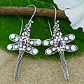 Sterling Silver Amethyst 'Dragonfly' Earrings (Indonesia)