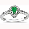 10k White Gold Emerald and 1/4ct TDW Diamond Ring