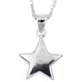 Sterling Silver 16-inch Polished Star Necklace