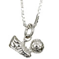 Sterling Silver Soccer Ball and Shoe Necklace