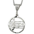 Sterling Silver Musical Notes Necklace