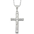 Sterling Silver Diamond-cut Satin Cross Necklace