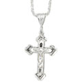 Sterling Silver Diamond-cut Crucifix Necklace
