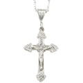 Sterling Silver Diamond-cut Crucifix Necklace