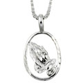 Sterling Silver Praying Hands Necklace