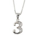 Sterling Silver Cubic Zirconia Number '3' Necklace