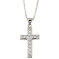 Sterling Silver Square Cubic Zirconia Cross Necklace