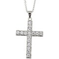 Sterling Silver Clear Cubic Zirconia Cross Necklace
