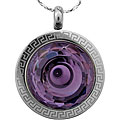 Stainless Steel Faceted Purple Glass Necklace