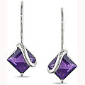 10k White Gold Amethyst Earrings