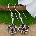 Sterling Silver Garnet Dangle Earrings (Indonesia)