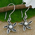 Silver Freshwater Pearl Flower Earrings (Indonesia)