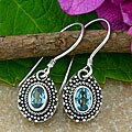 Sterling Silver Blue Topaz Earrings (Indonesia)