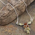 Sterling Silver Multicolored Baltic Amber Necklace (Poland)