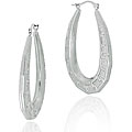Sterling Silver Link Design Hoop Earrings