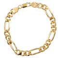 14k Gold over Silver 7.5-mm Diamond-cut Figaro Chain Bracelet