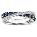 10k White Gold Created Sapphire and 1/10ct TDW Diamond Ring