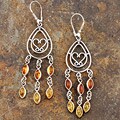 Sterling Silver Baltic Amber Chandelier Earrings (Poland)