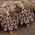 Sterling Silver Cognac Amber Blossom Earrings (Poland)