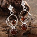 Sterling Silver Cognac Baltic Amber Drop Earrings (Poland)