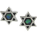 Sterling Silver Created Blue Opal 'Star of David' Earrings