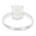 Sterling Silver Created White Opal Solitaire Ring