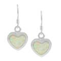 Sterling Silver Faux White Opal Heart Earrings