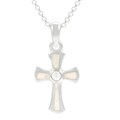 Sterling Silver with Faux White Opal Cross Necklace