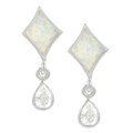 Sterling Silver Faux White Opal and CZ Earrings