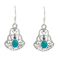 Sterling Silver Created Turquoise Filigree Earrings