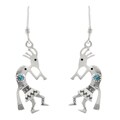 Sterling Silver Created Turquoise Kokopelli Earrings