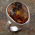 Sterling Silver Honey Amber Ring (Size 7.5) (Poland)