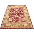 Indo Oushak Vegetable-dyed Burgundy/ Green Rug (10' x 13'8)