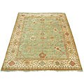 Indo Oushak Vegetable-dyed Light Green/ Ivory Rug (9'1 x 12')