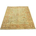 Indo Oushak Vegetable-dyed Green/ Brown Rug (8'2 x 9'9)